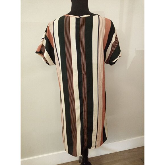 Emery Rose Black Tan Striped Mini Dress Size Small - Picture 3 of 6